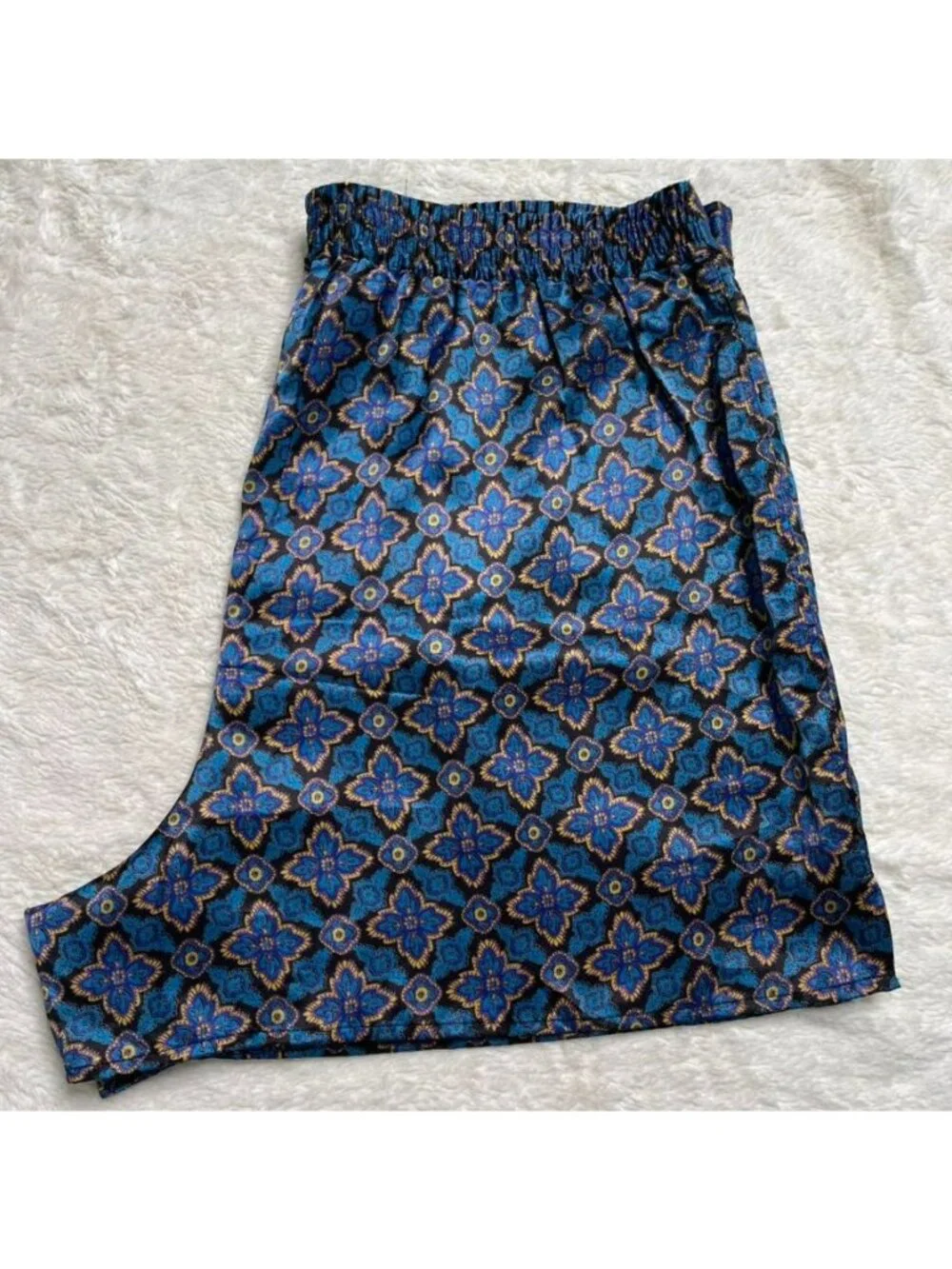 Vintage Christian Dior Boxers Shorts XL Blue Geometric Medallion Pajama